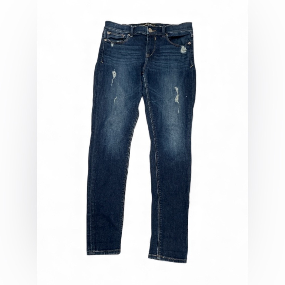 Express Dark Blue Mid rise Legging Distressed Skinny Jeans Size 8 R